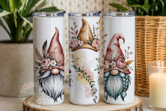 Boho Gnome Floral Tumbler Graphics & Wraps