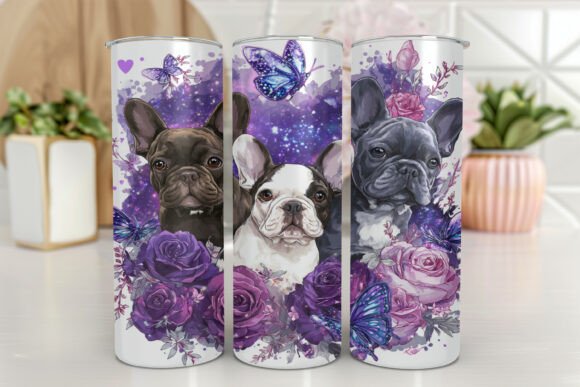 Bulldog Floral Tumbler Design Cute for Tumbler Wraps Graphics