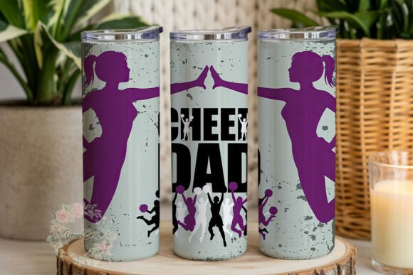Cheer Dad Grunge Silhouettes Tumbler Graphics for Wraps