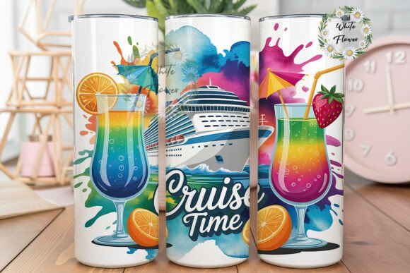Cruise Time Tropical Drinks Graphics for Tumbler Wraps