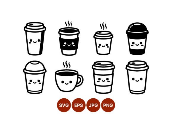 Cute Black Coffee Cup Vector Art: Brand Graphics and Illustrations