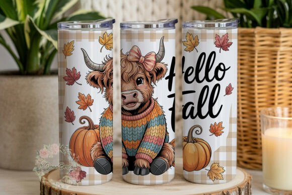 Cute Highland Cow Fall 20oz Tumbler Wrap
