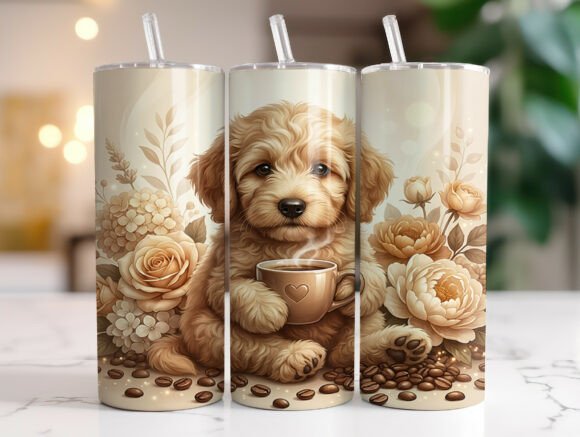Cute Puppy Coffee Floral 20oz Tumbler Graphics Review