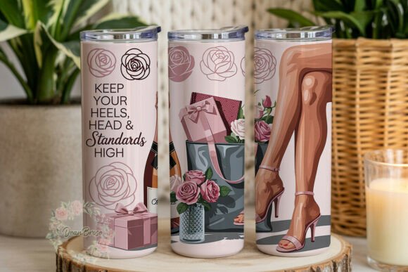 Elegant Glamour Pink Rose Graphics for Tumbler Wraps