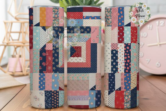 Floral Patchwork Quilt 20oz Tumbler Wrap Graphics