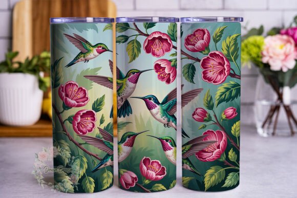 Hummingbird Blooms 20oz Tumbler Wrap Graphics