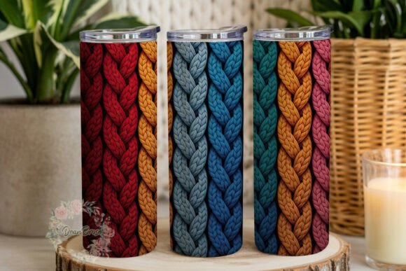 Knit Texture Color Block Tumbler Wraps Graphics
