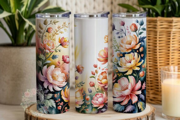 Pastel Floral Watercolor 20oz Tumbler Graphics