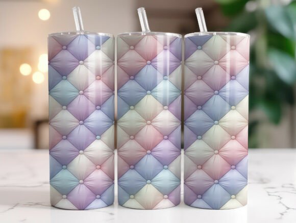 Pastel Tufted Quilt 20oz Tumbler Wrap Graphics