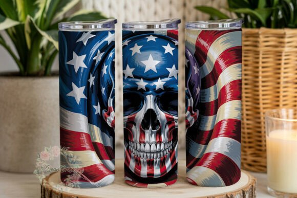 Patriotic Skull Tumbler Wrap: Graphics for Crafters