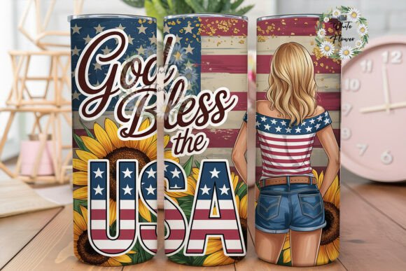 Patriotic Sunflower Girl 20oz Tumbler Graphics Review