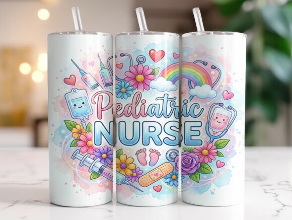 Pediatric Nurse 20oz Tumbler Wrap Design