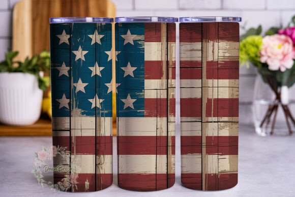 Rustic Distressed Flag 20oz Tumbler Wrap Graphics