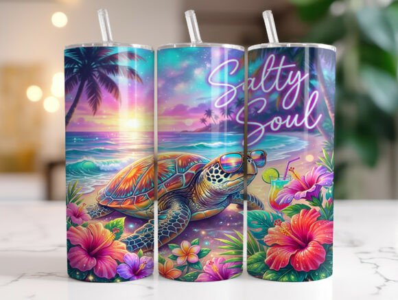 Salty Soul Turtle Summer: Graphics for Tumbler Wraps Review