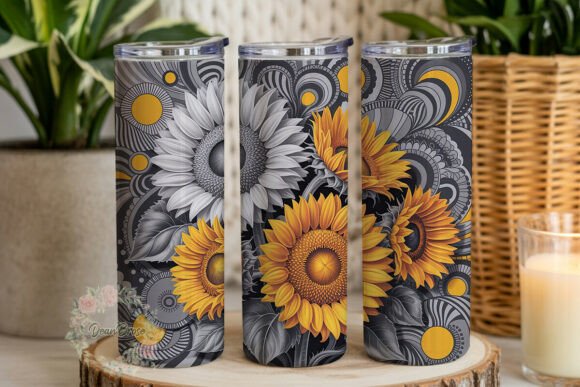 Sunflower Zentangle Tumbler Wrap: Graphics & Tumbler Wraps