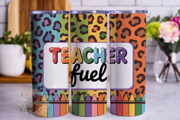Teacher Fuel Crayon Leopard 20oz Tumbler Graphics