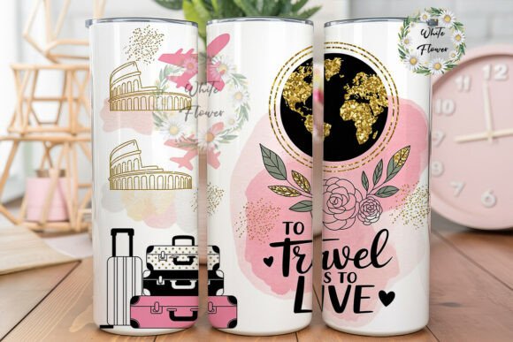 Travel Adventure Rose Gold Tumbler Wrap Graphics Review