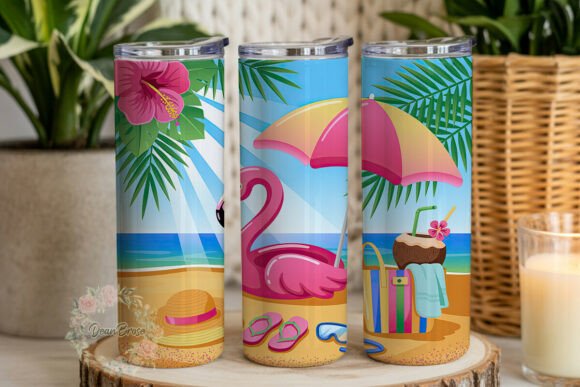 Tropical Flamingo Beach Tumbler Wraps Graphics Review