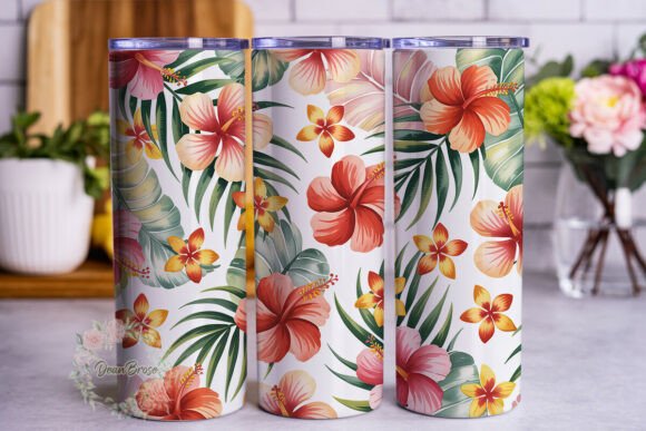 Tropical Watercolor Floral 20oz Tumbler Graphics