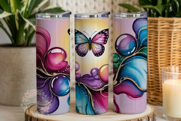 Vibrant Ink Butterfly Art Graphics for Tumbler Wraps