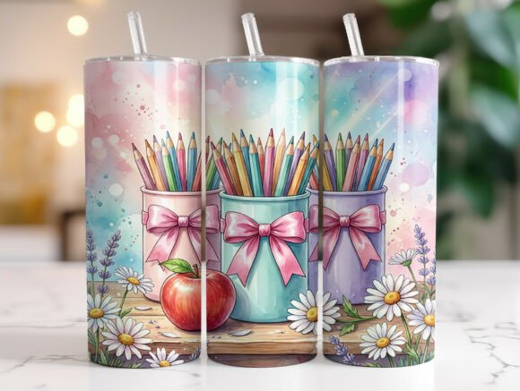 Watercolor Teacher Tumbler Wrap PNG Review